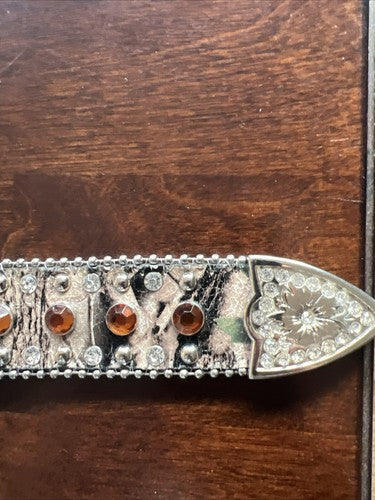 Showman Couture ™ Western style bling camo belt with removable buckle.