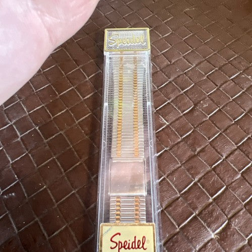Speidel Sliding Clasp 2 tone Stainless 17.5mm-20mm Watch Band NOS In Package