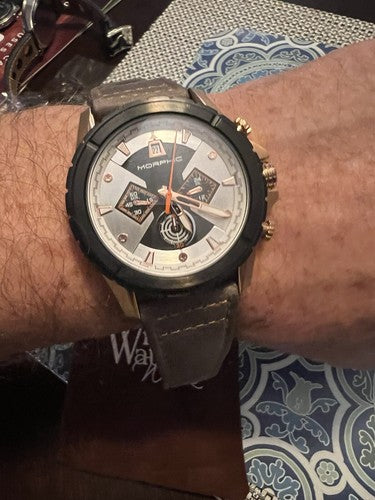 Morphic M57 Series Chronograph Silver Dial Men's Olive Strap Mint Cond