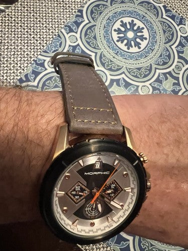 Morphic M57 Series Chronograph Silver Dial Men's Olive Strap Mint Cond