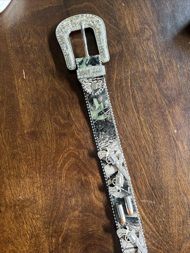 Showman Couture ™ Western style bling camo belt with removable buckle.