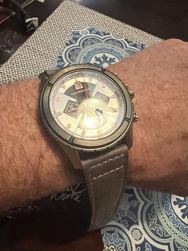 Morphic M57 Series Chronograph Silver Dial Men's Olive Strap Mint Cond