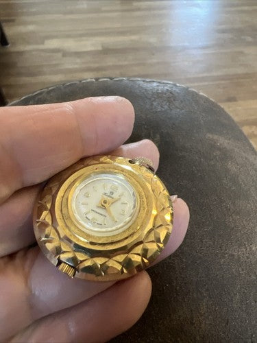 Vintage Swiss Fieldston Antimagnetic Watch Pendant Gold Tone Runs