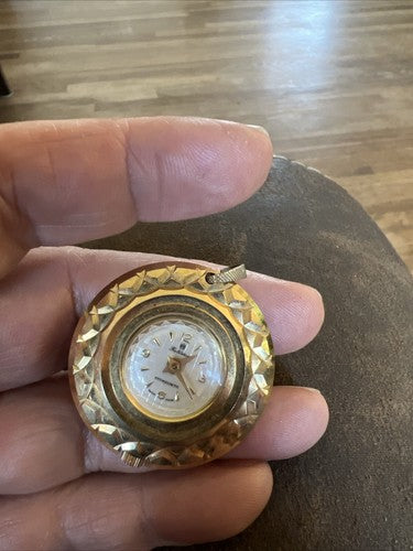 Vintage Swiss Fieldston Antimagnetic Watch Pendant Gold Tone Runs