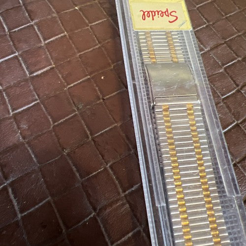 Speidel Sliding Clasp 2 tone Stainless 17.5mm-20mm Watch Band NOS In Package