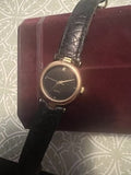 Vtg Pierre Cardin Ladies 25mm Watch Gold Tone Black Dial Swiss - RUNS GR8
