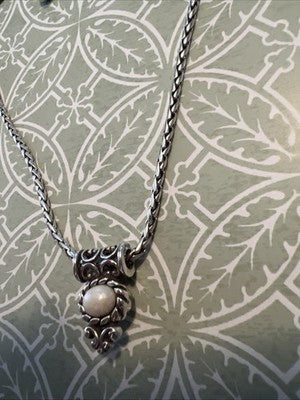 Brighton reversible Pendant necklace Gold tone muted white silver tone 18"