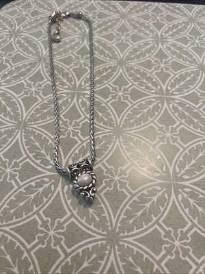 Brighton reversible Pendant necklace Gold tone muted white silver tone 18"