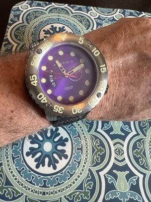 Android AD628 Divemaster GMT 54mm Purple Dial ISA 8176/2050 HUGE Watch 316L B7