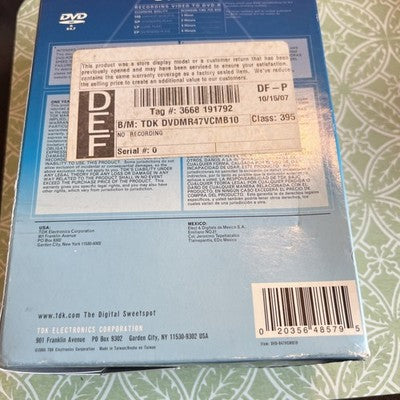 TDK DVD-R 10-Pack Video Recording Discs w/ 10 Clear Tall Cases -