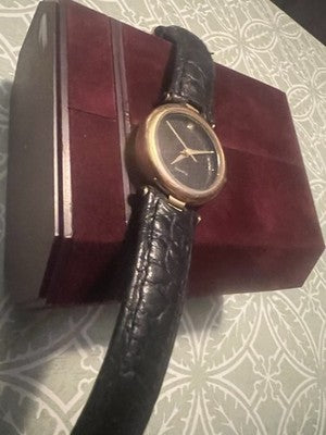Vtg Pierre Cardin Ladies 25mm Watch Gold Tone Black Dial Swiss - RUNS GR8