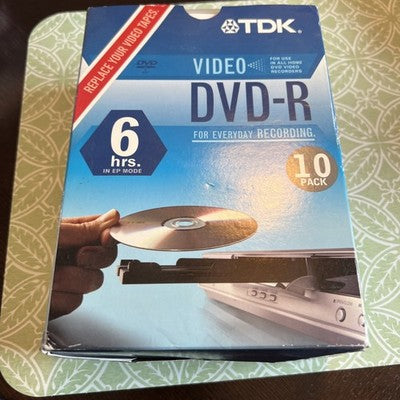 TDK DVD-R 10-Pack Video Recording Discs w/ 10 Clear Tall Cases -