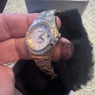 Accurist Sparkle Watch LB1241P Ladies Gold Strap Pearl Dial SK111 ZZ 13