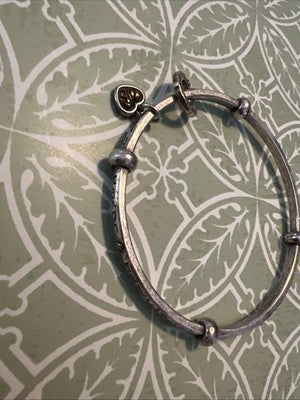 Brighton YOU ARE Loved, Cherished Art & Soul Charm Silver Bangle Bracelet