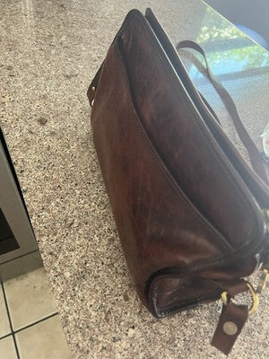 Brahmin Brown Leather Vintage Cross Body Handbag Purse Satchel