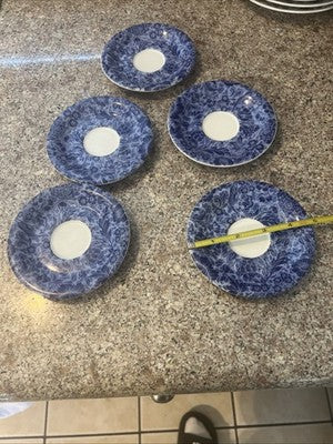 Cipa Saucer Vintage Italian 4-3/4” Rare Blue Floral Pattern 5pc