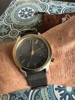 Electric Mens FW03 2 Tone Watch Nylon Strap Date 200 meters Runs Great-read Dead