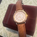 Guess 1989 Women White Dial Brown Leather Strap 34mm Quartz Ana Watch 7 1/2"