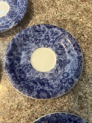 Cipa Saucer Vintage Italian 4-3/4” Rare Blue Floral Pattern 5pc