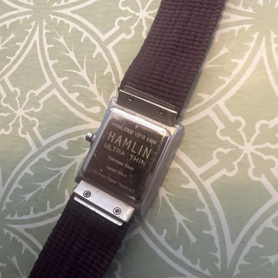 Hamlin Ultra Thin Steel  Silver Flat Band Women's Watch New Battery Mother Pearl