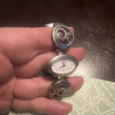 Brighton Beaumont Silver Plated Bracelet Watch Scrolled New Battery