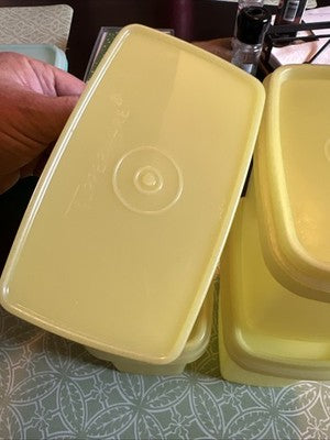 Vintage Set Of 4 Tupperware #1243 Yellow Shelf Saver Containers with Lids