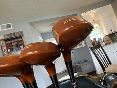 Vintage Persimmon Golf Drivers Rhythm USA Tennessee Persimmon 1,3,4,5 Xlnt.