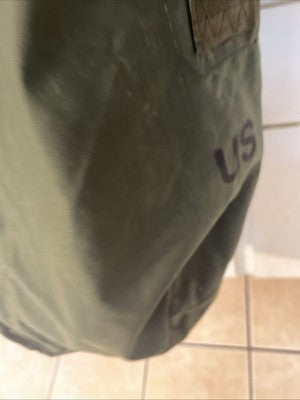 Vintage US Army Military Duffle Bag  Green Canvas Rucksack Holes Desert Storm