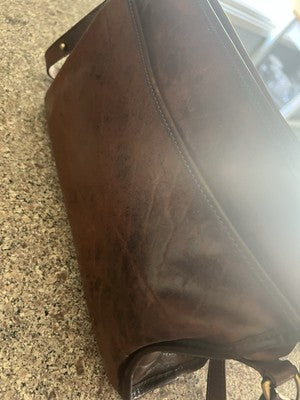 Brahmin Brown Leather Vintage Cross Body Handbag Purse Satchel