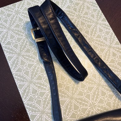 Vintage  Y2K Perlina New York Leather  Crossbody Bag Black