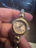 Cache Women Watch Stainless Steel Silver Gold WR Bangle on White Quartz New Batt