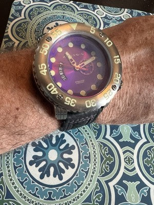 Android AD628 Divemaster GMT 54mm Purple Dial ISA 8176/2050 HUGE Watch 316L B7