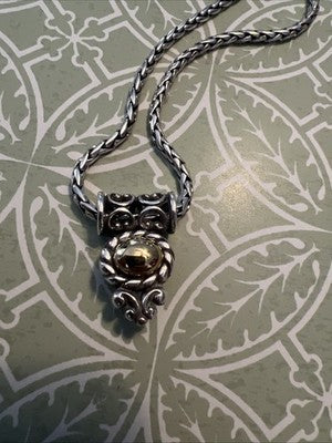 Brighton reversible Pendant necklace Gold tone muted white silver tone 18"