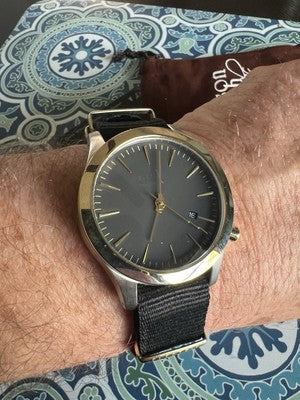Electric Mens FW03 2 Tone Watch Nylon Strap Date 200 meters Runs Great-read Dead