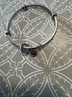Brighton YOU ARE Loved, Cherished Art & Soul Charm Silver Bangle Bracelet