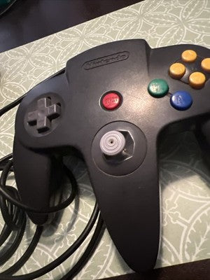 Nintendo N64 Original OEM NUS-005 Black Controller - Tested & Works - 8/10 Stick
