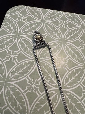 Brighton reversible Pendant necklace Gold tone muted white silver tone 18"