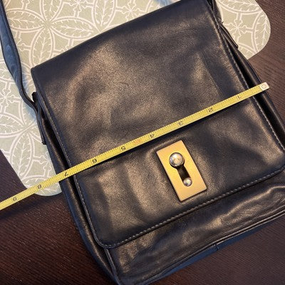 Vintage  Y2K Perlina New York Leather  Crossbody Bag Black