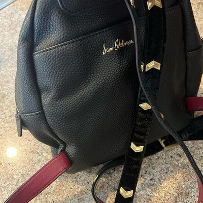 Sam Edelman Gold Studded Black Backpack EUC