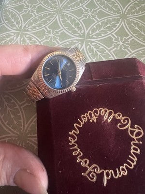 Vintage Botany 500 Blue Dial Diamond Quartz Watch