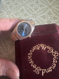 Vintage Botany 500 Blue Dial Diamond Quartz Watch