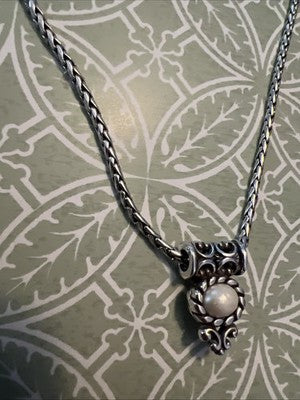 Brighton reversible Pendant necklace Gold tone muted white silver tone 18"