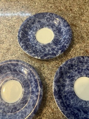 Cipa Saucer Vintage Italian 4-3/4” Rare Blue Floral Pattern 5pc