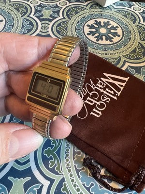 Vintage Timex Q Digital Watch Women Gold Tone T Cell LCD New Battery B8