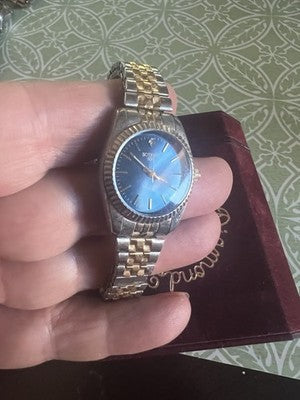 Vintage Botany 500 Blue Dial Diamond Quartz Watch