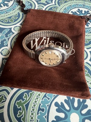 Vtg Timex Electric Watch Women 36mm Silver Tone Date Stretch Band Runs Great B6