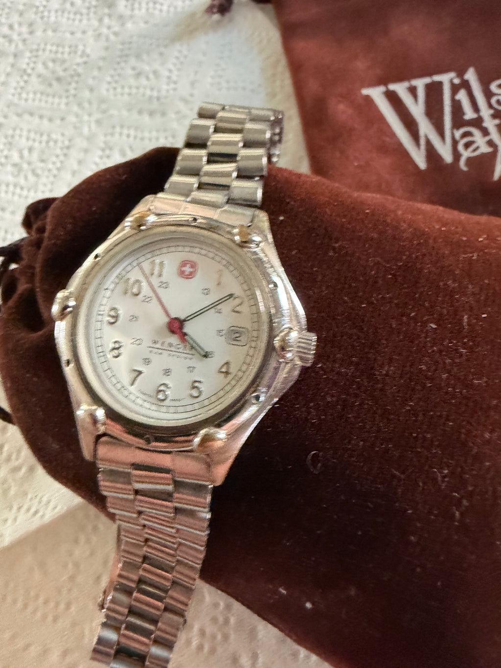 Wenger Swiss Military Field Watch – White Dial Date Quartz Stainless Steel Bracelet