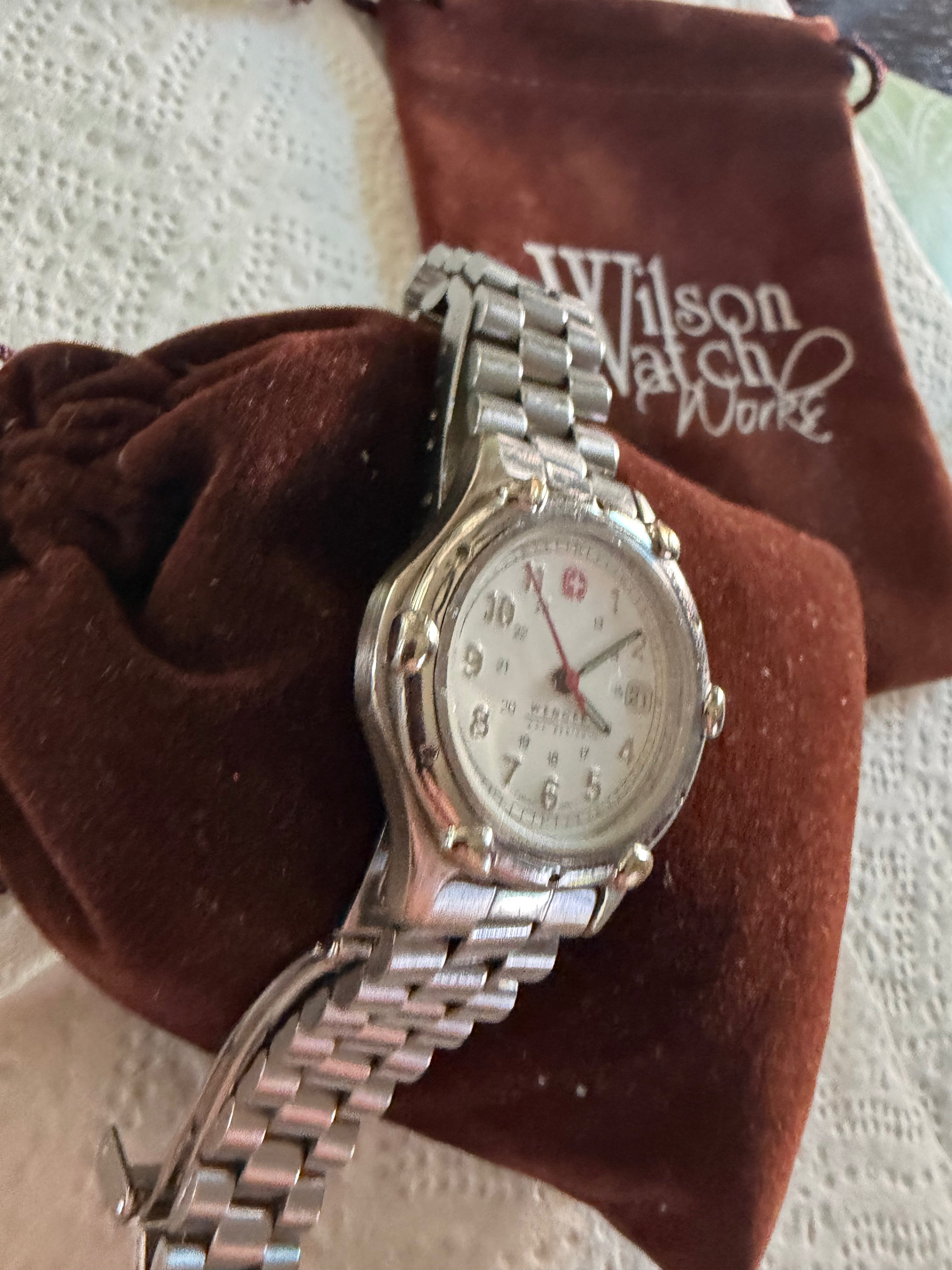 Wenger Swiss Military Field Watch – White Dial Date Quartz Stainless Steel Bracelet