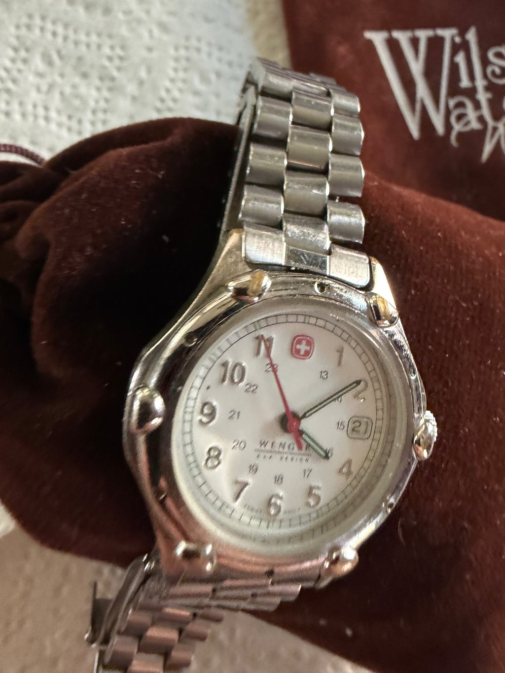 Wenger Swiss Military Field Watch – White Dial Date Quartz Stainless Steel Bracelet