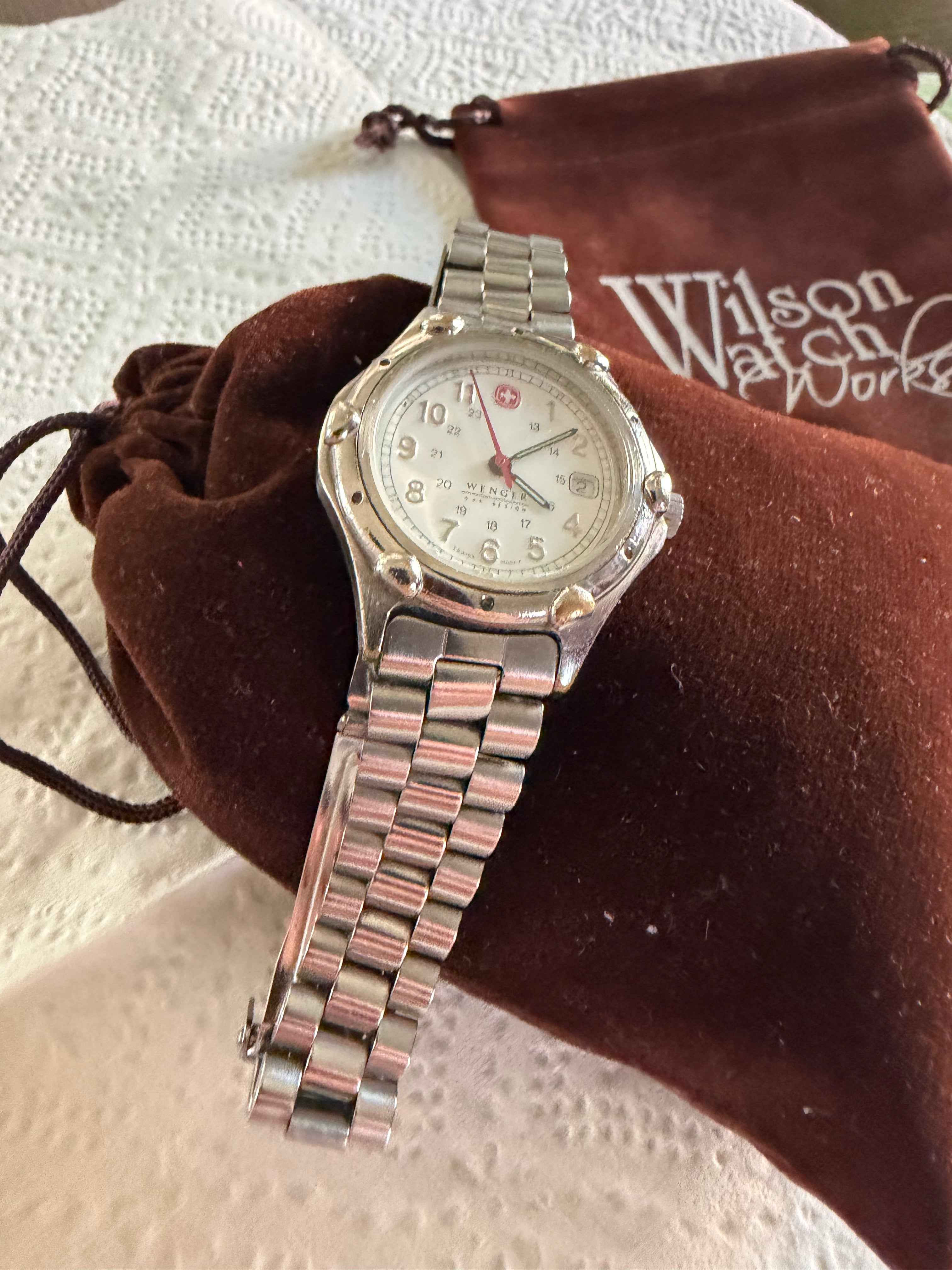 Wenger Swiss Military Field Watch – White Dial Date Quartz Stainless Steel Bracelet
